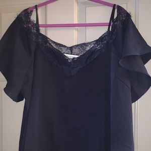 **Davi and Dani cold shoulder lace top**